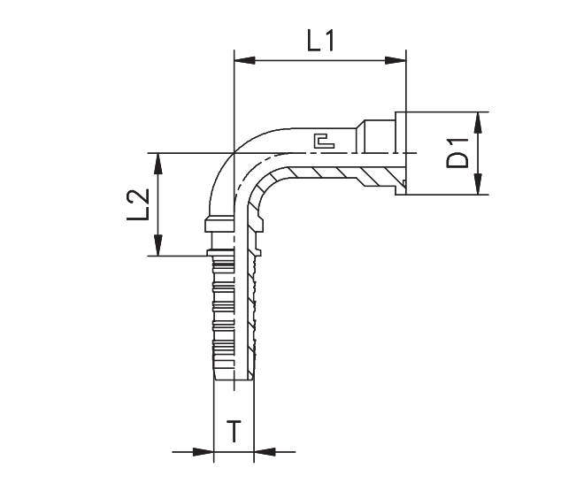 سرشیلنگ کاترپیلاری خم کلاس 3000 | SAE FLANGE 3000 Elbow90° - SAE J518