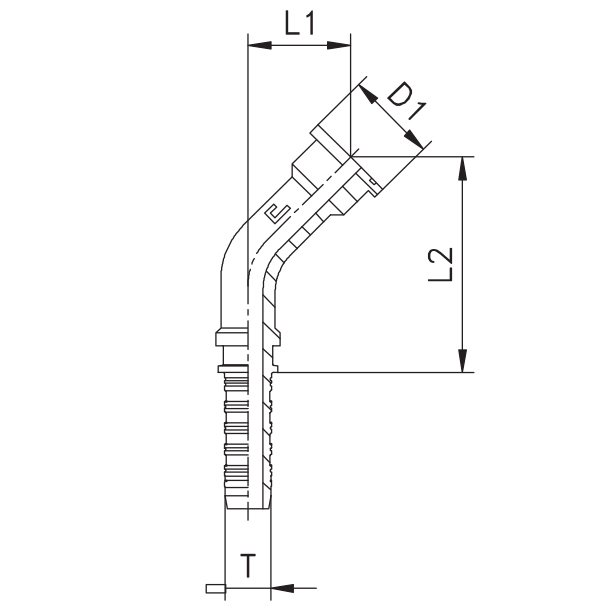 سرشیلنگ کاترپیلاری نیم خم کلاس 3000 | SAE FLANGE 3000 Elbow45° - SAE J518