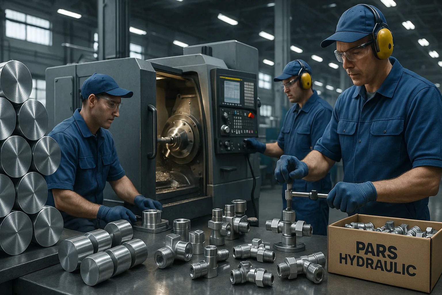 کارخانه اتصالات استیل پارس هیدرولیک: از شمش استیل تا محصول نهایی