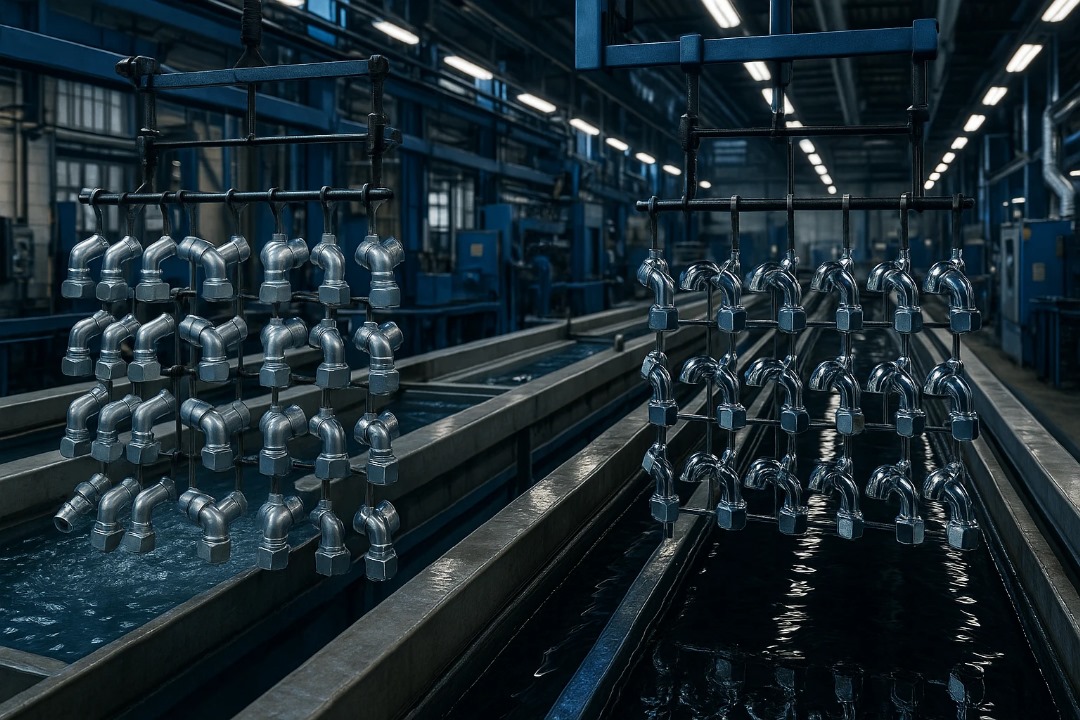 فرآیند آبکاری و پوشش‌دهی اتصالات هیدرولیک؛ از گالوانیزه تا نیکل کروم